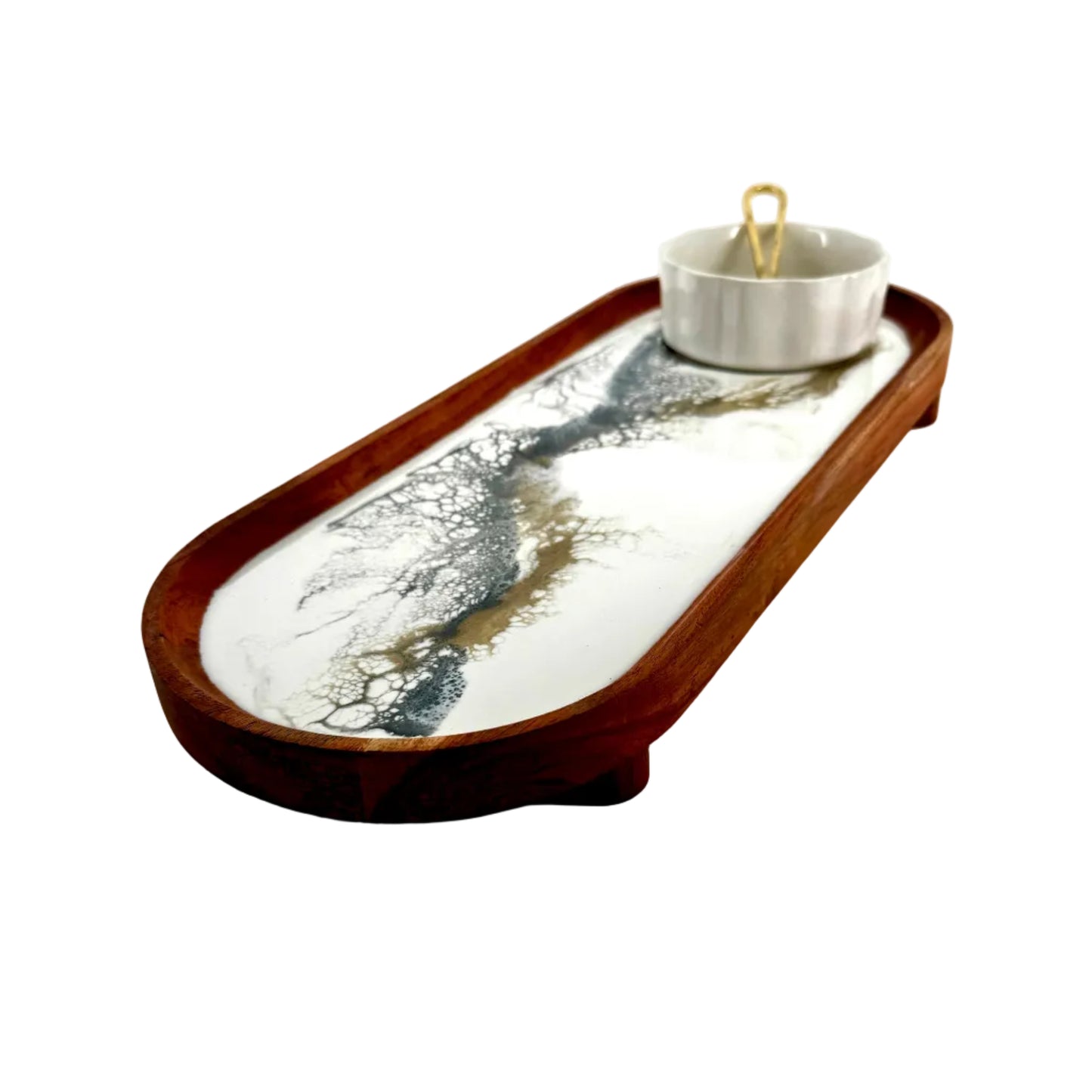 serving tray with condiment bowl