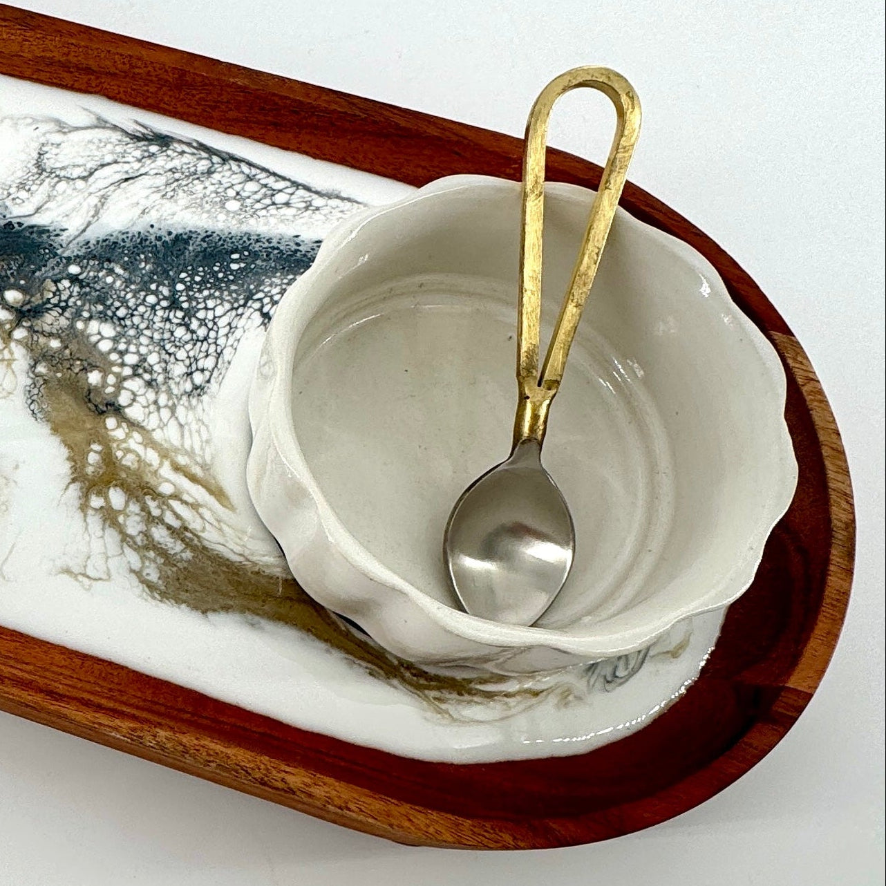 serving tray with condiment bowl
