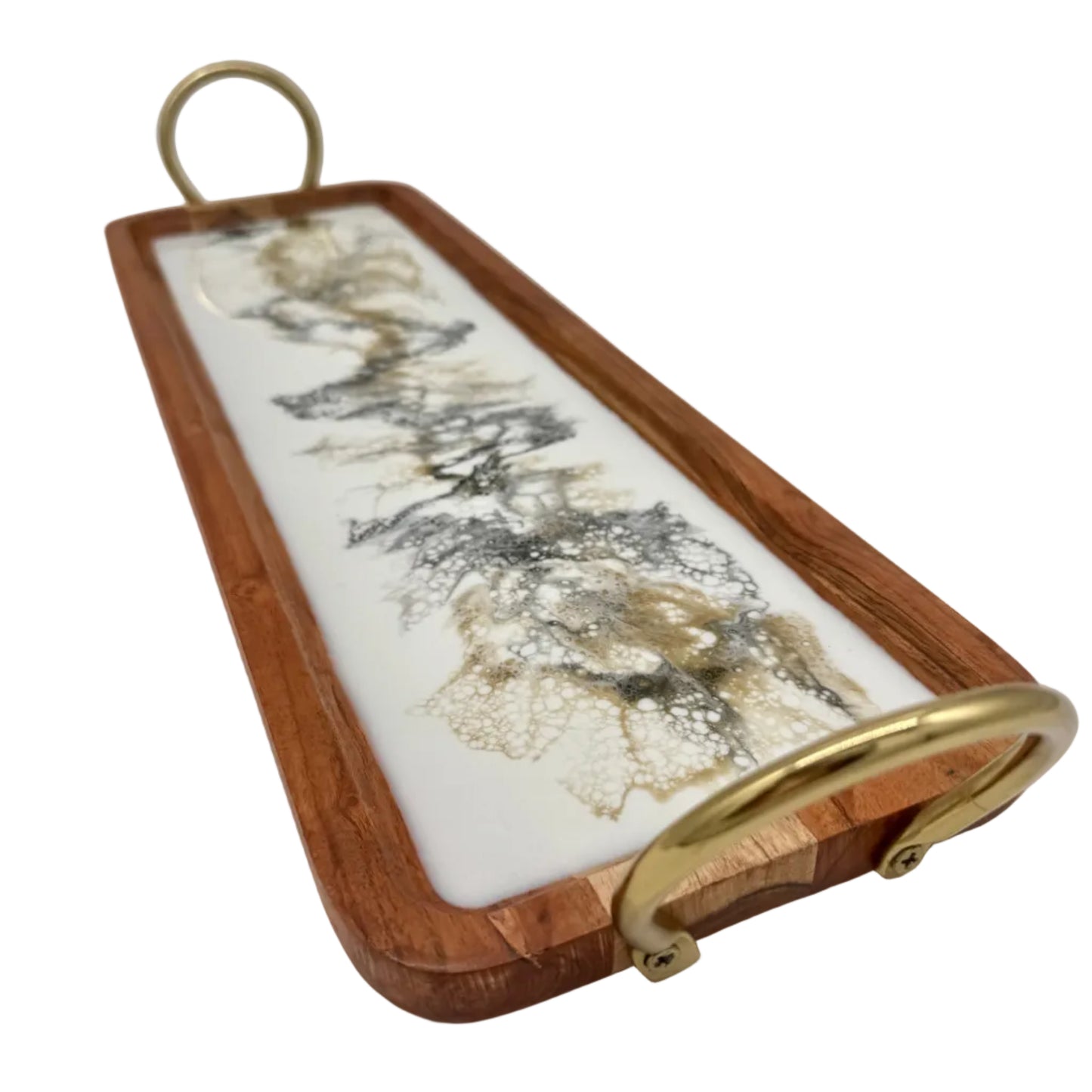 Serving Tray with  Shiny Gold Handles